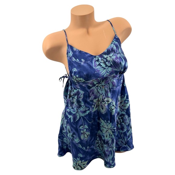Victoria's Secret Other - Victoria’s Secret Vtg Y2K 100% Silk Floral Print Peekaboo Side Tie Nightie Dress